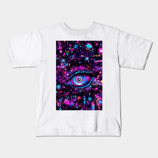 Neon eye closeup abstract art Kids T-Shirt